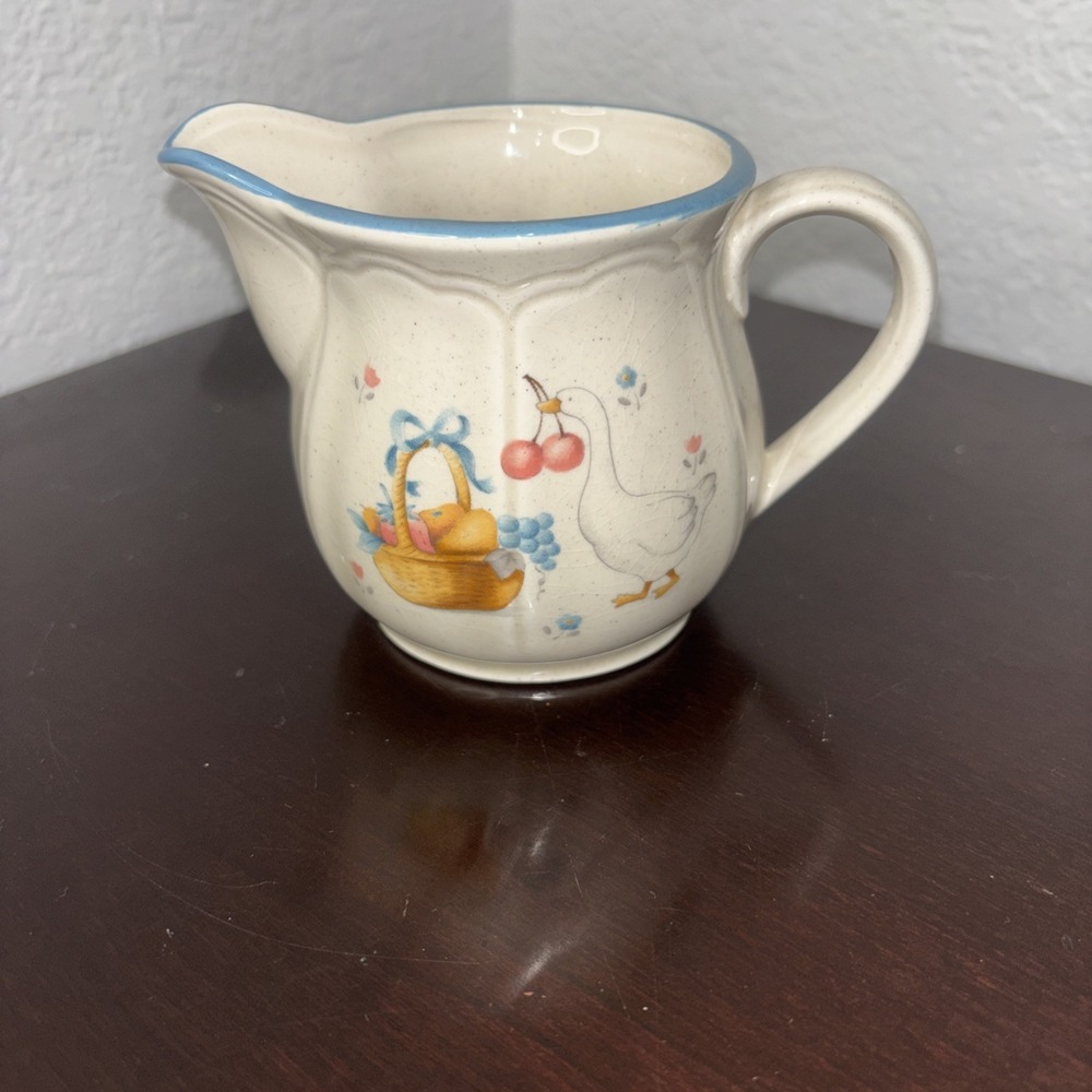 Vintage International China Stoneware Marmalade Goose Japan Creamer Cherry